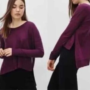 Wilfred Burgundy high low Long Sleeve Sweater